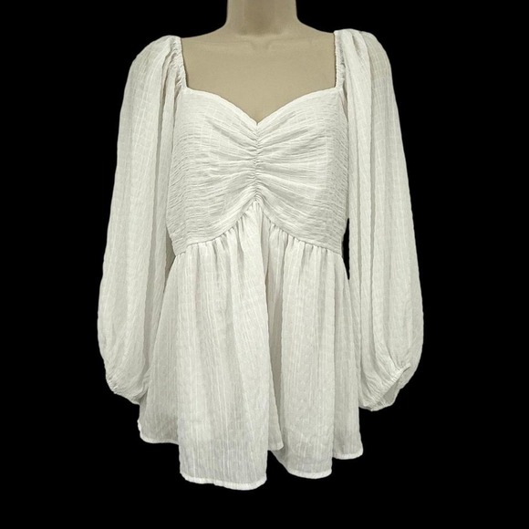 ARULA Tops - Arula Womens Top 1X Ivory Y2K Babydoll‎ Sweetheart Fairy Cottagecore Peasant NWT
